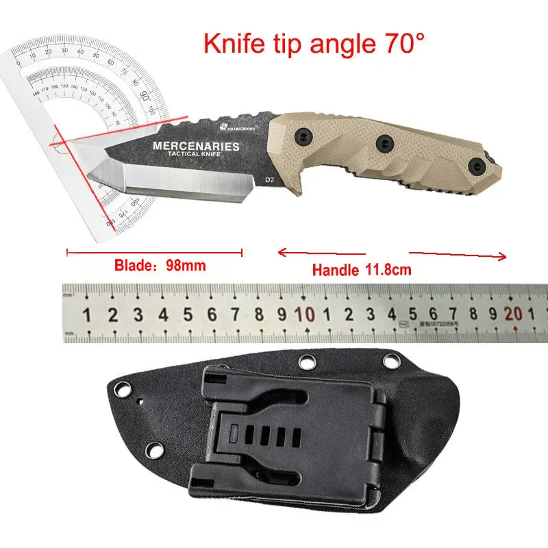 HX OUTDOORS Mercenaries Tactical Knife ,Survival Camping Rescue Hunting Knives D2 Blade G10 Handle Defense With Kydex Dropship