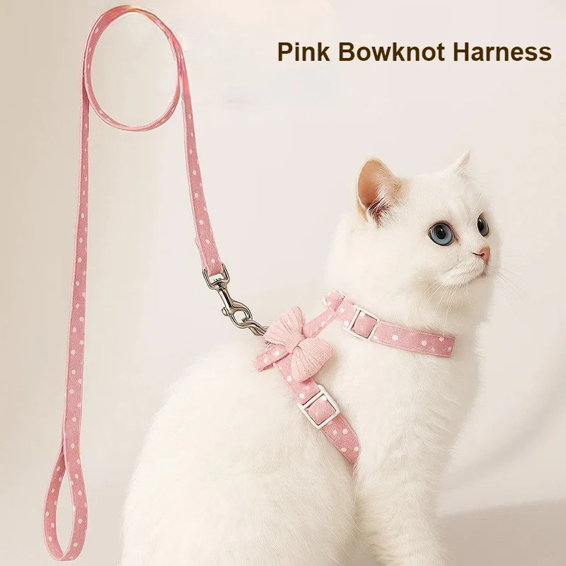 

Adjustable Pet Cat Collar For Cats Poppy Harness Leash Set Bowknot Small Dog Cat Accessories Products For Pets