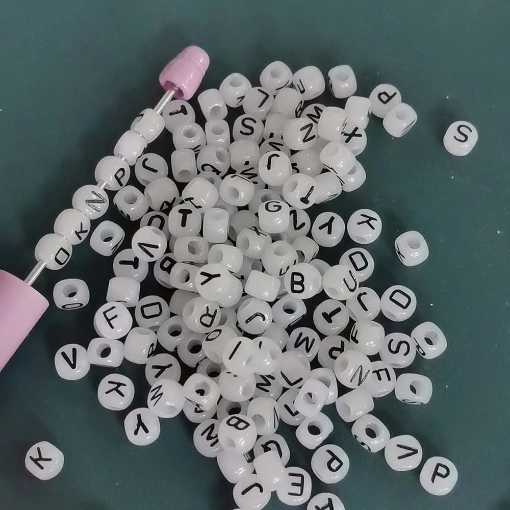 7*6mm Luminous 26 Letter Beads Acrylic Alphabet Spacer Beads For Jewelry Making DIY Charms Bracelet Necklace Accessories