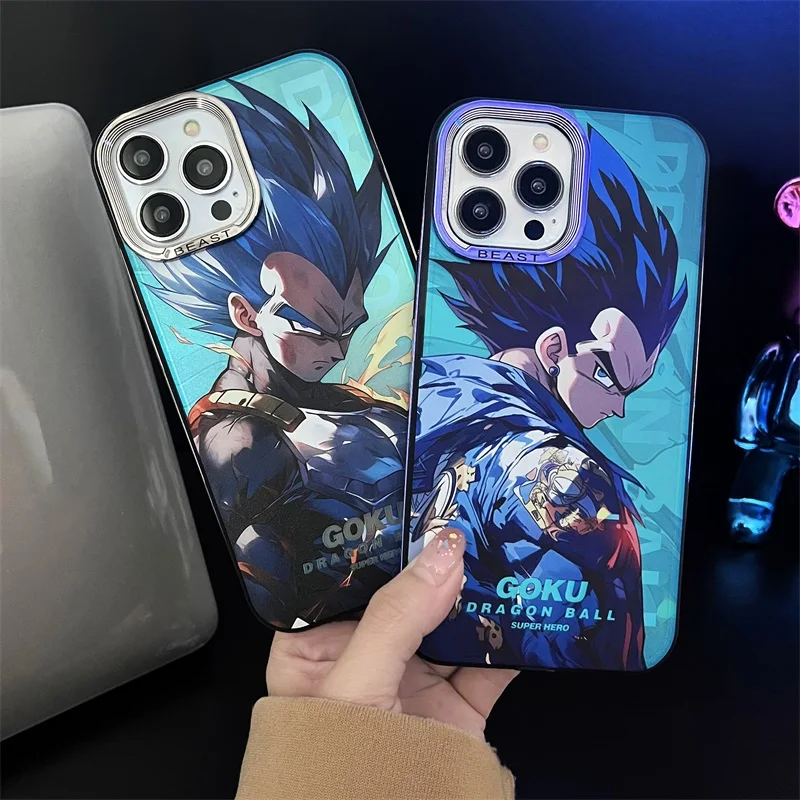 Cartoon Anime D-Dragons Balls Electroplated Phone Case For IPhone 15 14 13 12 Pro Max Aurora Silicone Cover Shockproof Funda