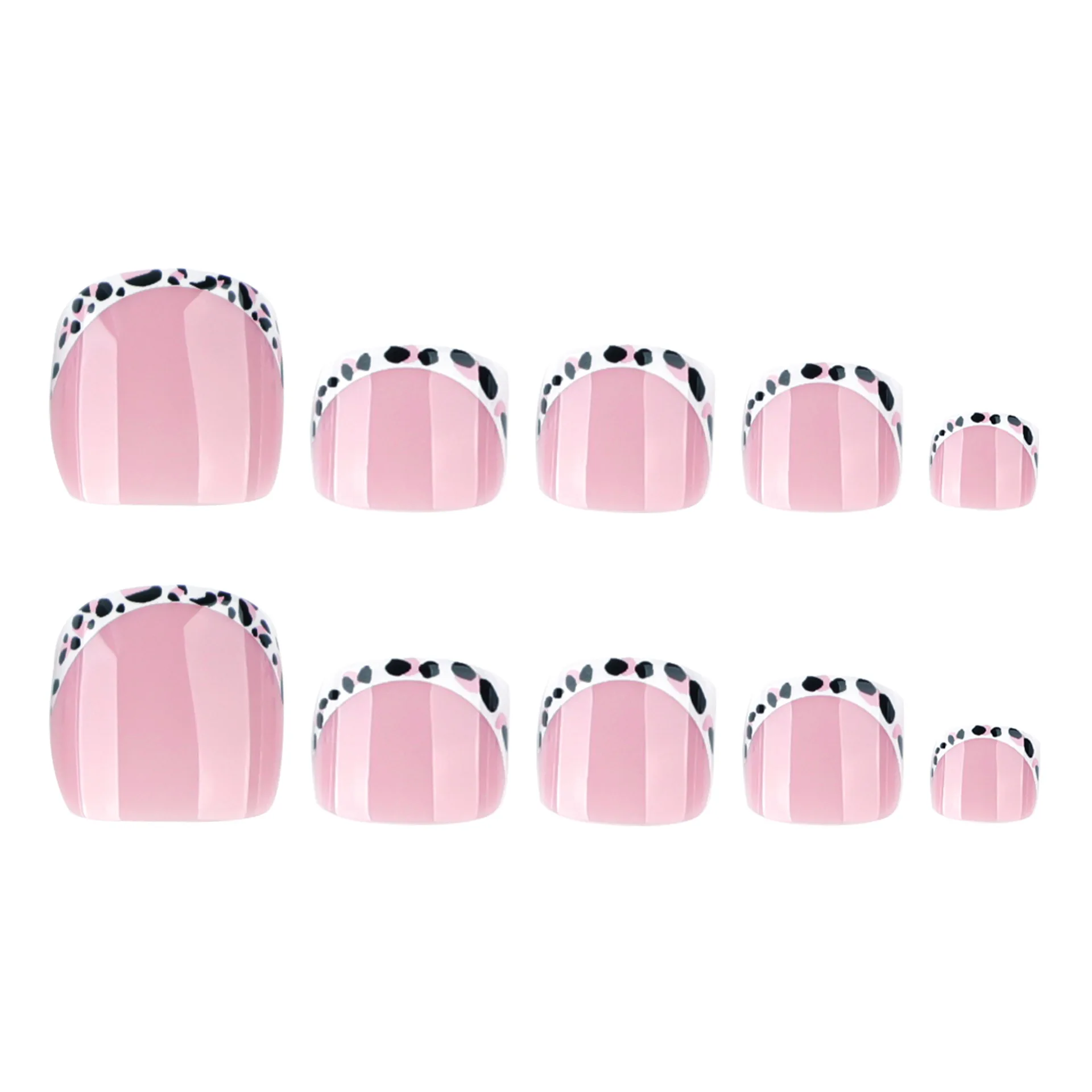 24 pezzi French False Toe Nail Press on Toe Nail Stampe leopardate europee Unghie finte Acrilico Riutilizzabile Toe Nail Decorate