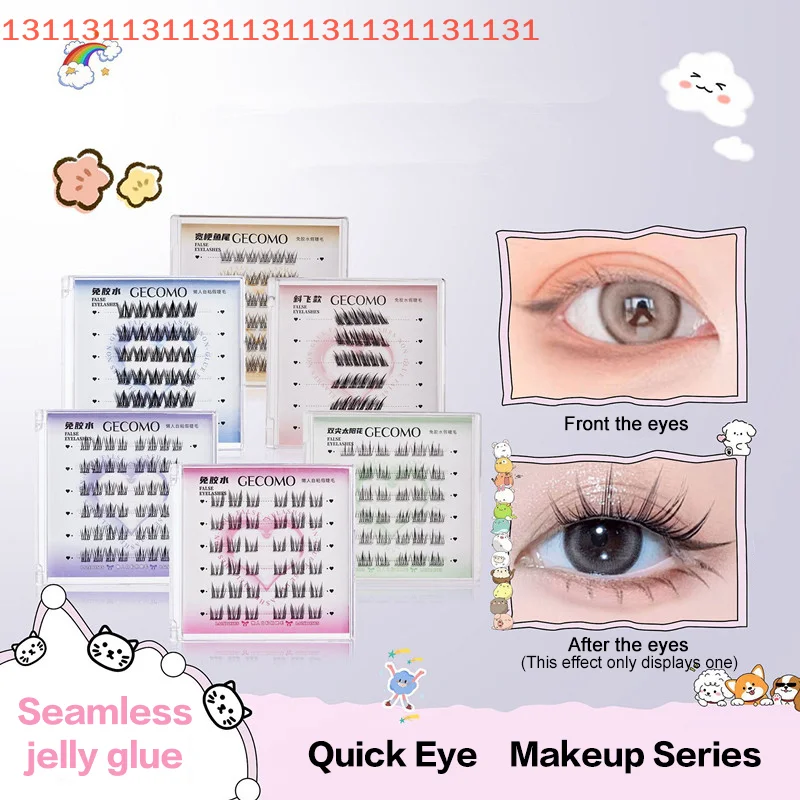 Pestañas postizas autoadhesivas sin pegamento, ojos de Manga gruesos naturales esponjosos con alas, pestañas agrandadas reutilizables, fáciles de aplicar