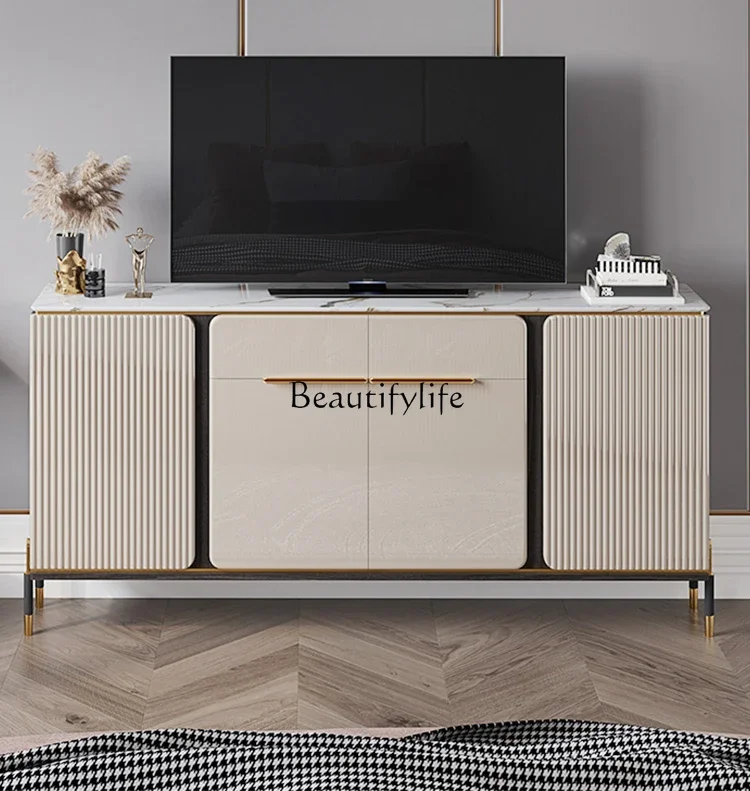 Ultra-thin TV cabinet bedroom high light luxury storage locker integrated