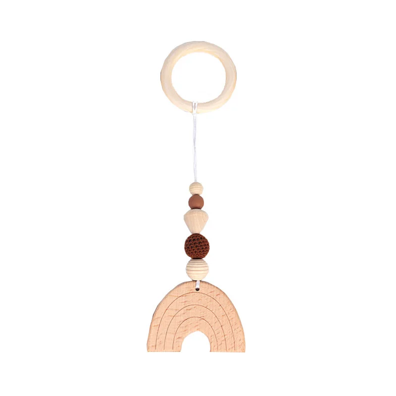 1pc Wooden Pacifier Clips Baby Safe Teething Chain Infant Cotton Thread Wooden Beads Teether Holder Children Gym Rack Hangings