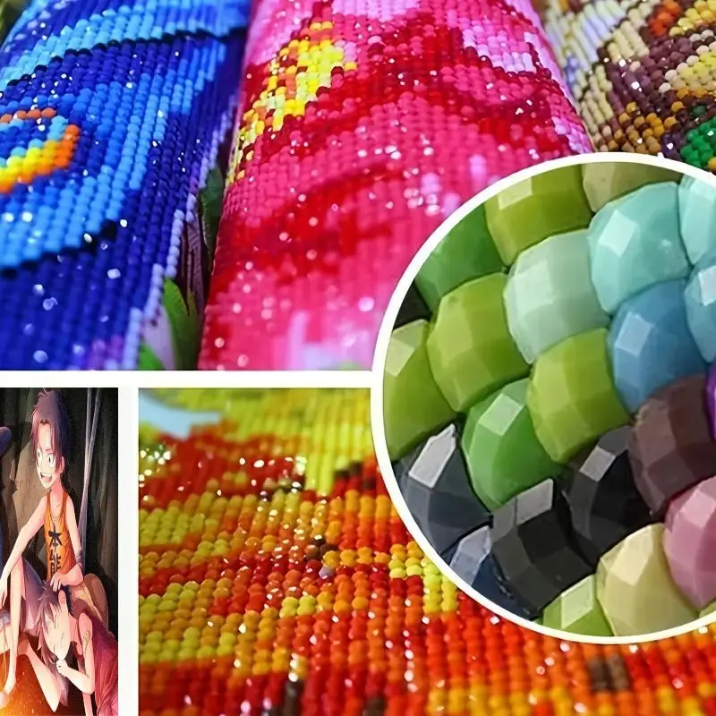 1 قطعة قطعة واحدة أنيمي سابو ايس لوفي الماس اللوحة 5D الحفر الكامل ASL Brothers المعسكر مغامرة المشهد الفن لتقوم بها بنفسك عدة ، صرخة نابضة بالحياة #4