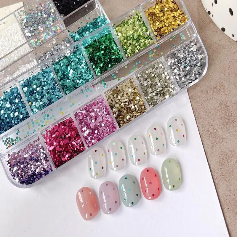 (BF06)1 Set Sparkly Irregular Nail Flakes 12 Grids Holographic Glitter Nail Art Sequins Mermaid Makeup Manicure Decorations view 2
