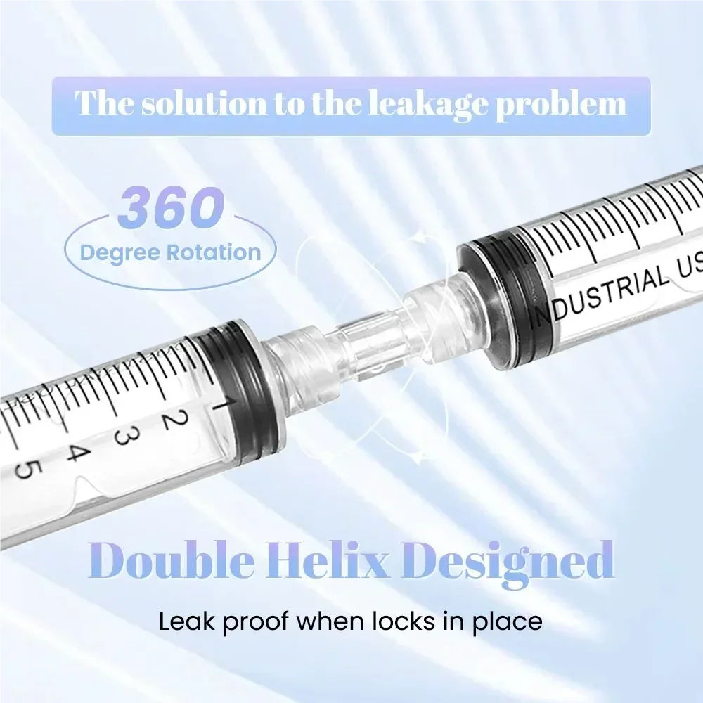 Leak Proof Double Helix Medical Sterile Luer Lock Adapter Transparent Plastic Syringe Connector Luer Thread Connector Double-Way