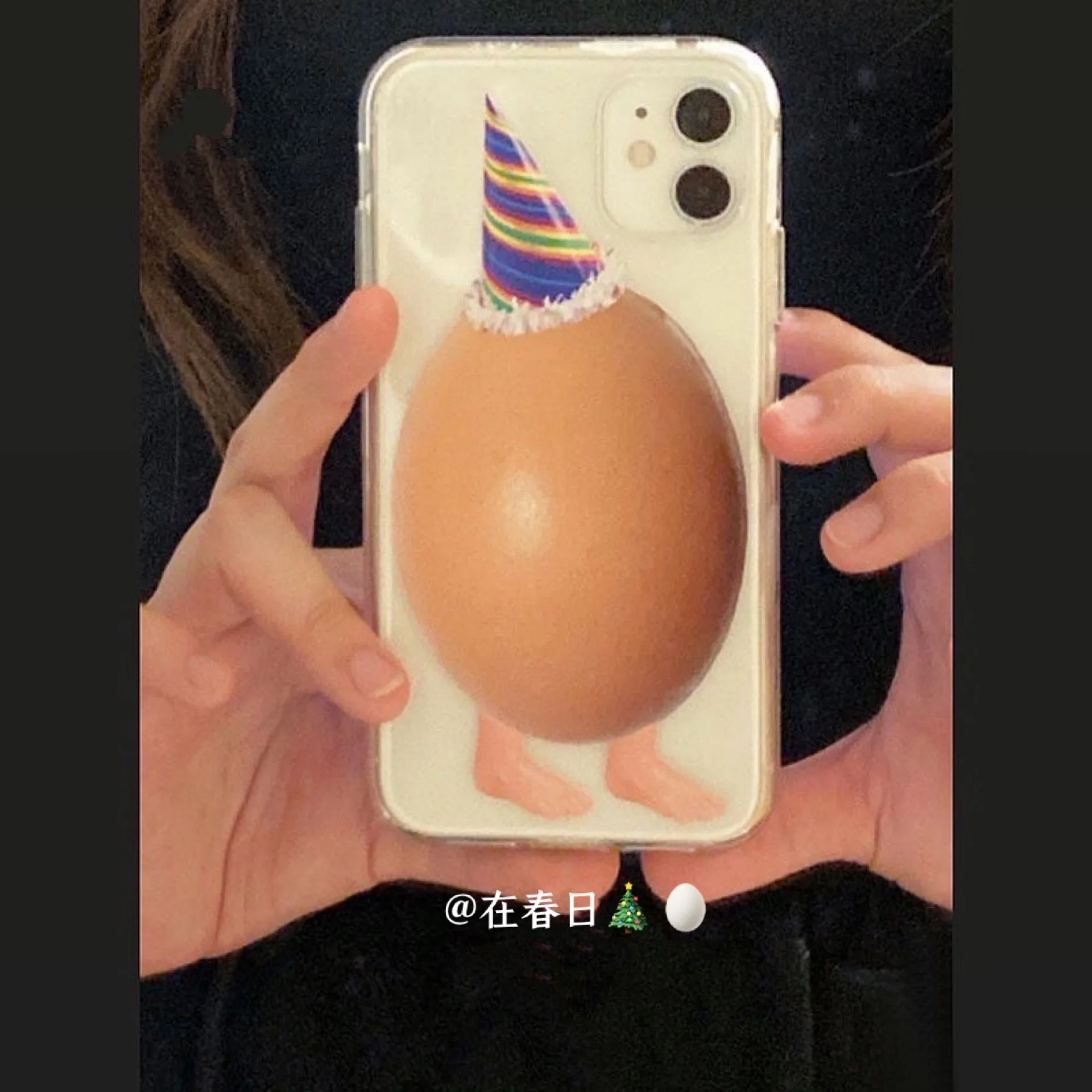 Funda de teléfono personalizada creativa con forma de huevo y sombrero de Navidad coreano para iPhone 16 15 14 13 12 11 Pro XR X Max 7 8 Plus MINI Y2K