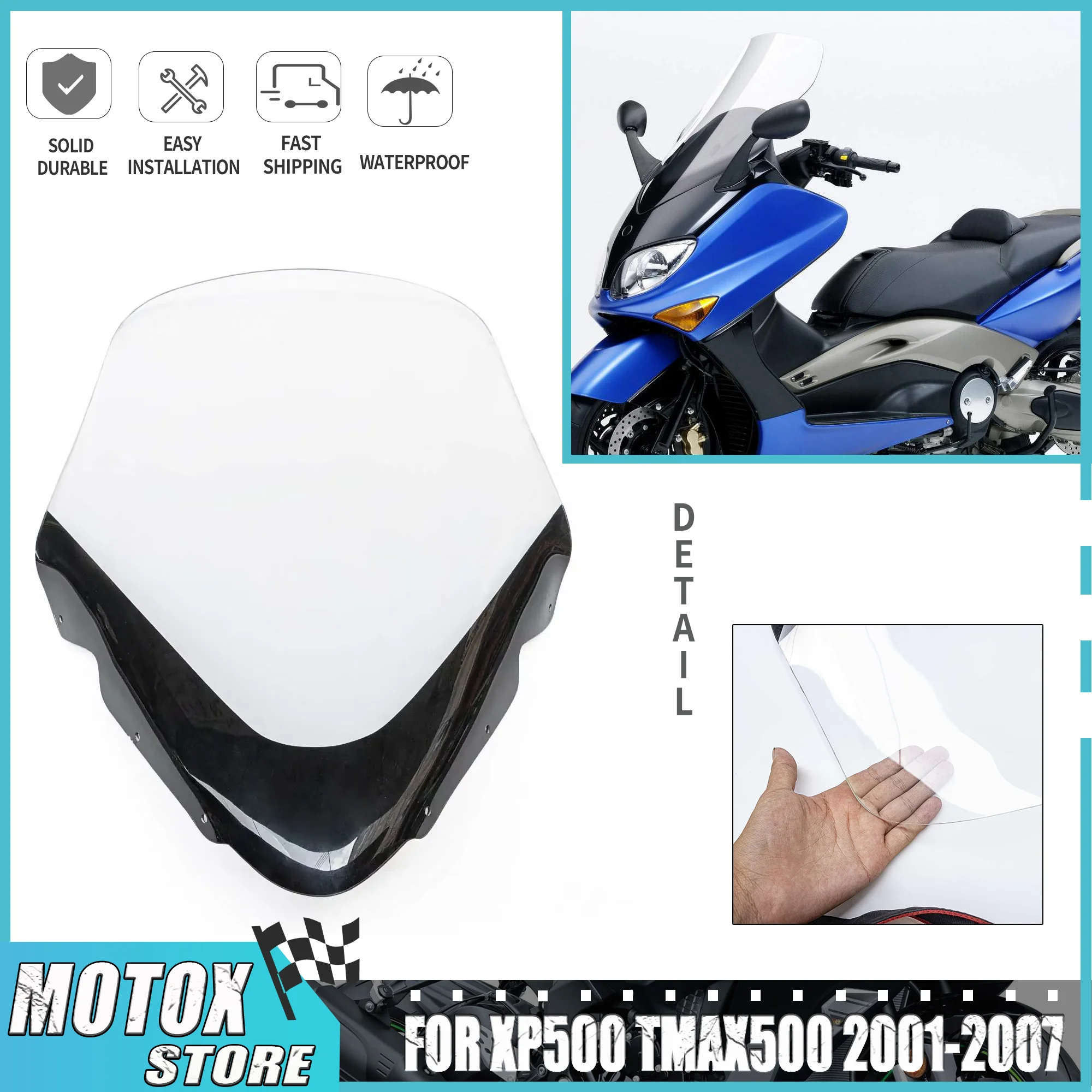 

58CM Motorcycle Windshield Windscreen Fit For Yamaha XP500 TMAX500 2001 - 2007 TMAX 500 2003 2004 2005 2006