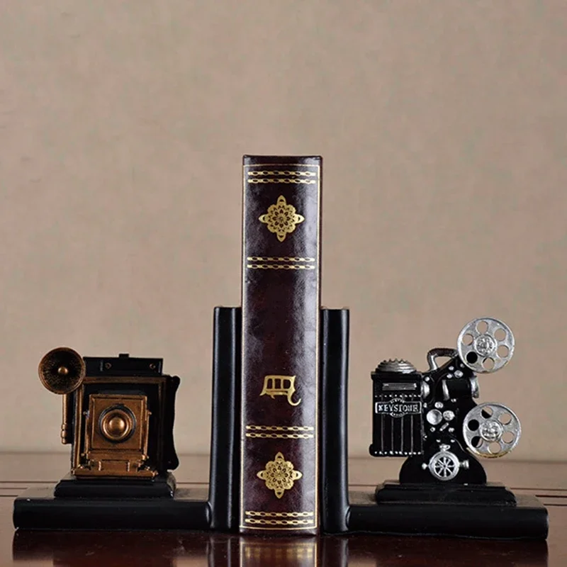 Bookends Books Rely Retro Camera Movie Film Projector Collector's Creative Bookcase Organize Books Office Furnishings