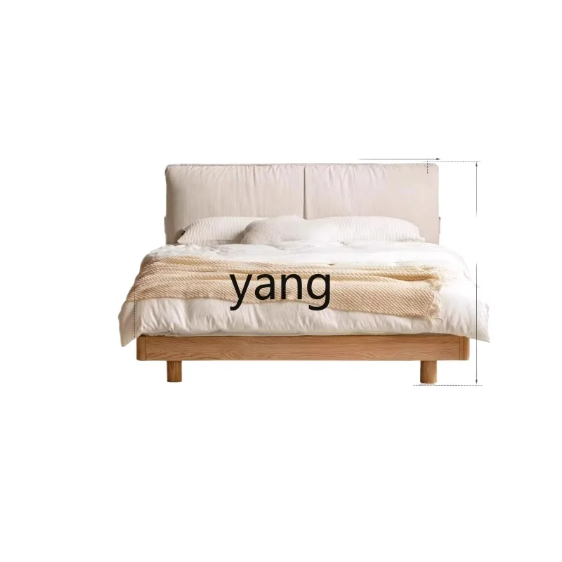

LTT Solid Wood Bedroom Japanese Style Floating Bed Simple Second Bedroom White Upholstered Bed Natural Wood