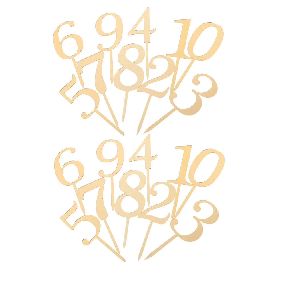 

20Pcs Birthday Cake Decorations Gold Acrylic Numbers 0-9 Elegant Birthday Number Cake Toppers Party Wedding Dessert Picks