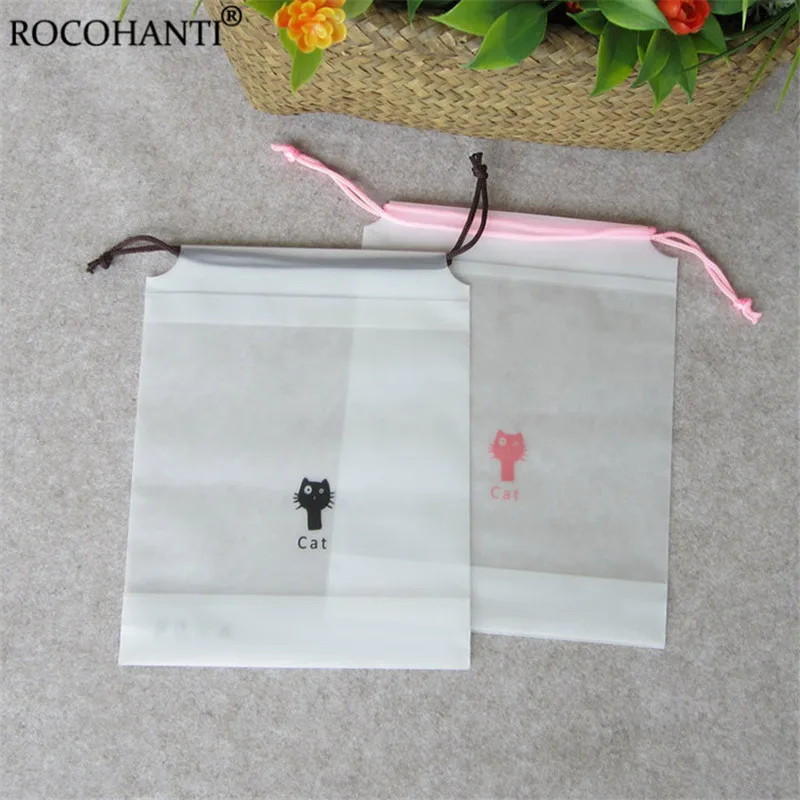 

100Pcs Custom logo Printing Drawstring Waterproof Socks Bikini Swimsuits Packaging Bag Transparent Drawstring Bag