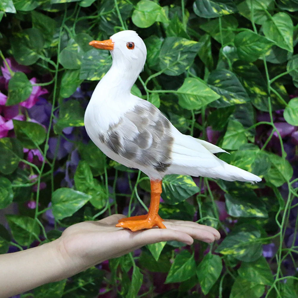 

Simulated Seagull Decoration Lifelike Animal Shaped Desktop Ornament Natural Atmosphere Photo Prop Gift
