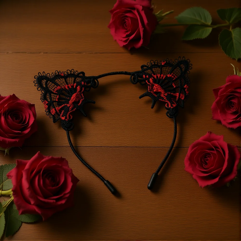 

Halloween Headband Elegant Fancy Costume Accessory Cute Lace Headband Eccentric Lace Cat Ears For Daily Wear Dance Party Costume