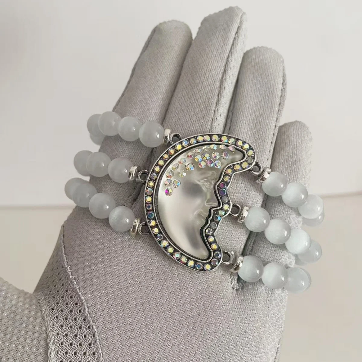 

Модные ювелирные изделия MITTO и аксессуары высокого качества, выложены бусинами в виде мистической Луны, кошачий глаз, женский эластичный браслет