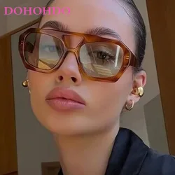 Vintage Pilot Sunglasses Women Luxury Big Frame Double Bridge Gradient Sun Glasses Unisex Leopard Brown Driving Glasses Shades