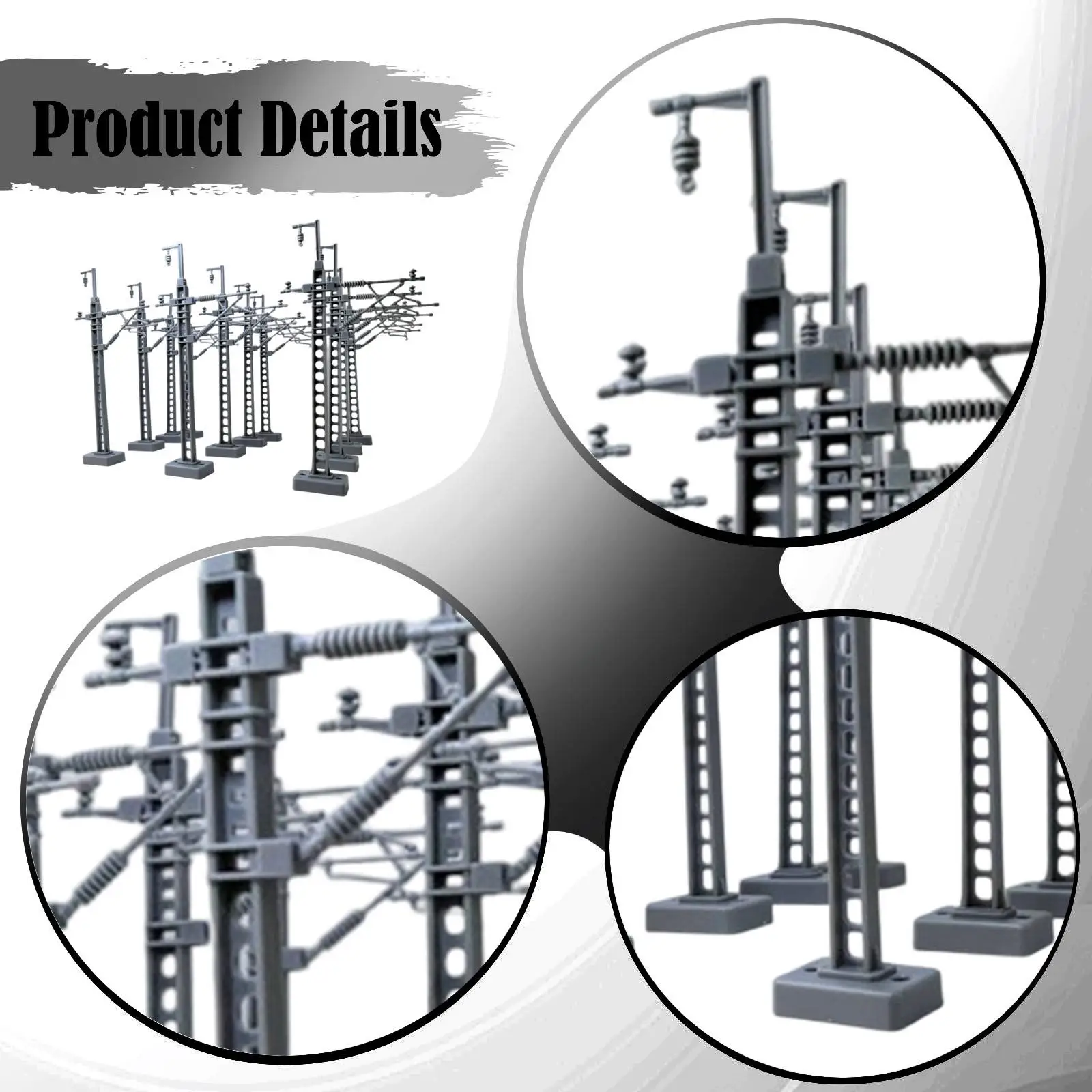 Mini Power Poles Model Realistic Plastic Micro Landscape Detail Accessory for Railway Layout Scenery Table Decoration