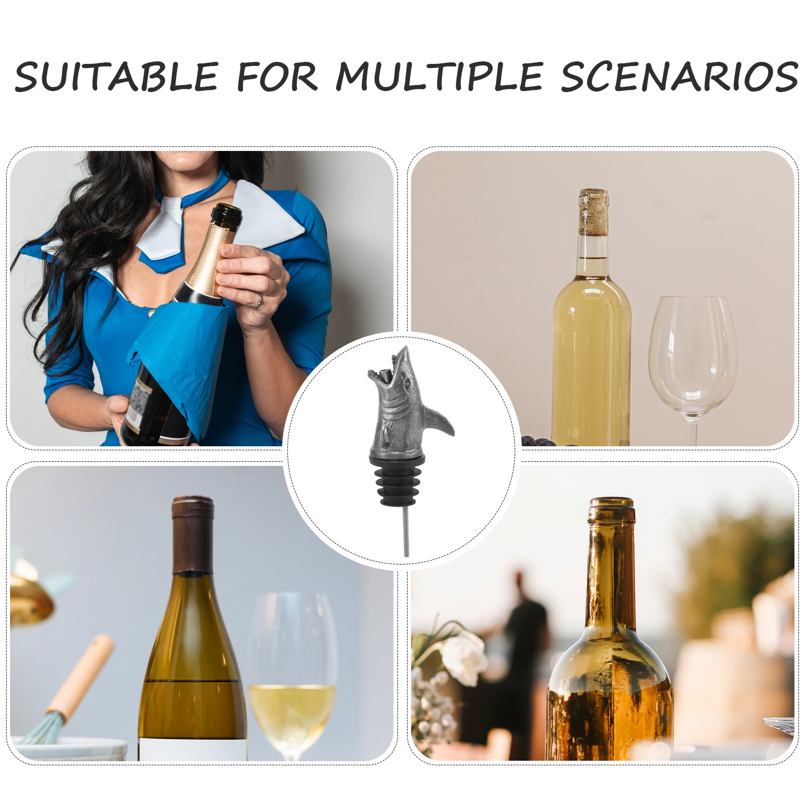 

Shark Mouth Zinc Alloy Dust Proof Easy Use Control Bottles Sturdy Oil Pourer Spouts Vinegar
