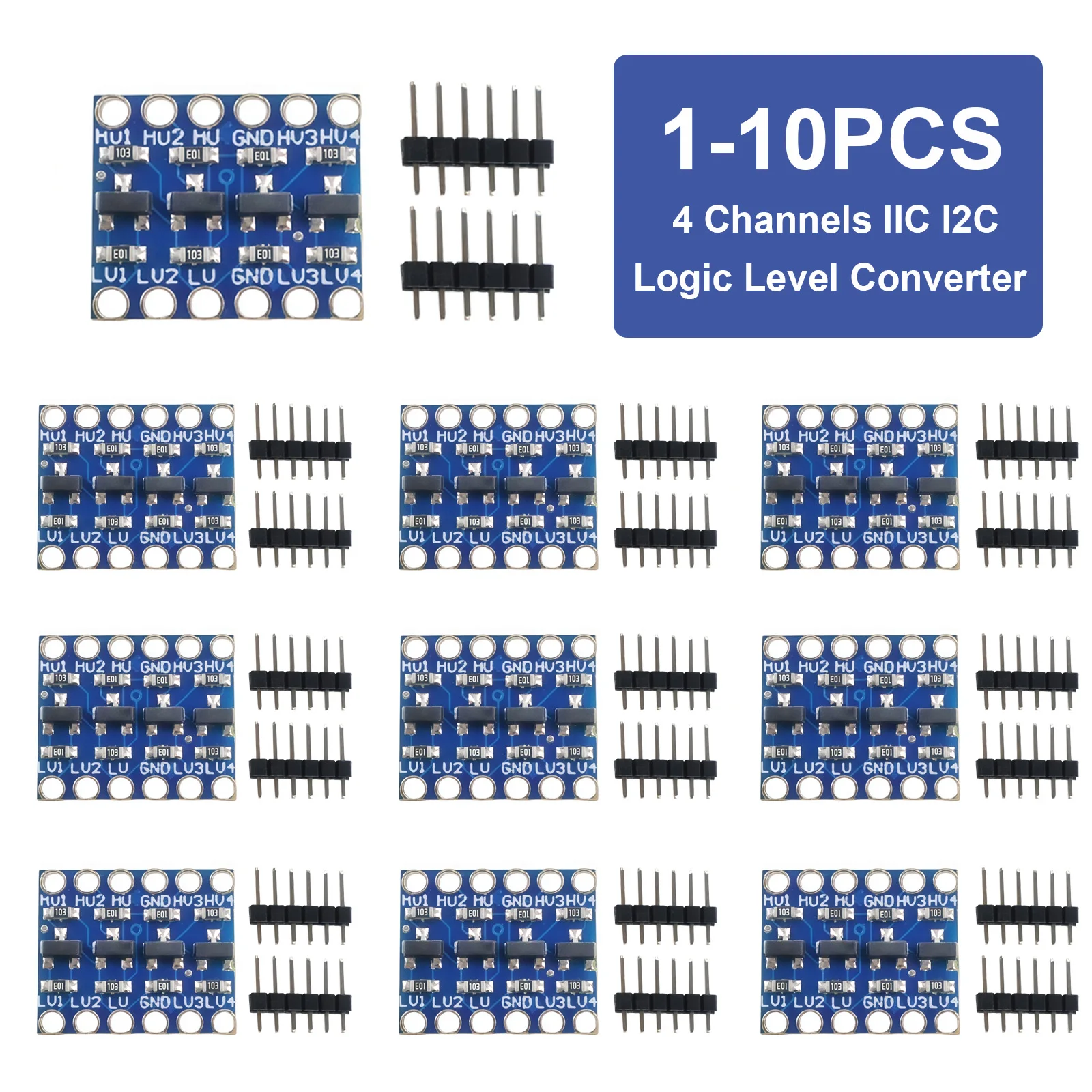 1-10pcs 4 Channels IIC I2C Logic Level Converter Bi-Directional Module 3.3V to 5V Shifter for Arduino