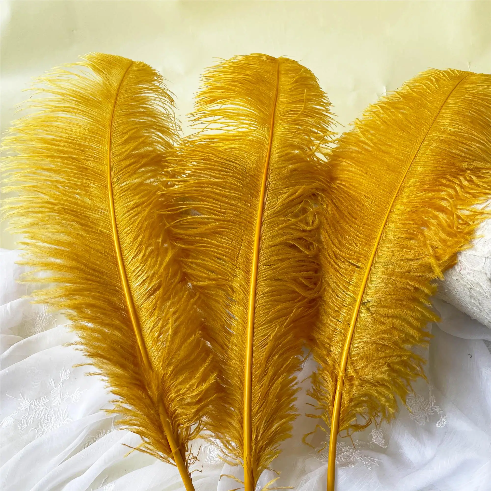 Natural Gold Ostrich Feathers 10PCS Bulk 15-30cm for Wedding Centerpieces Decor Carnival Masks DIY Crafts Party Decoration