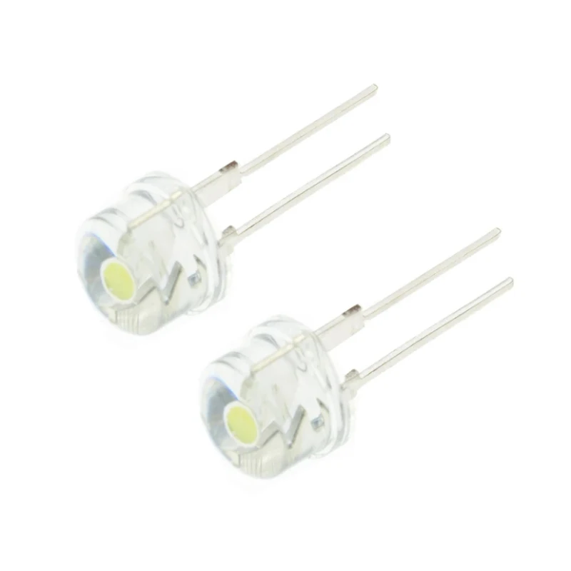 10PCS NEUE F8 8mm 0,5 W 3,0-3,2 V strohhut LED Weiß Super helle LED lampe weitwinkel Transparent LED Lampe Strohhut LED