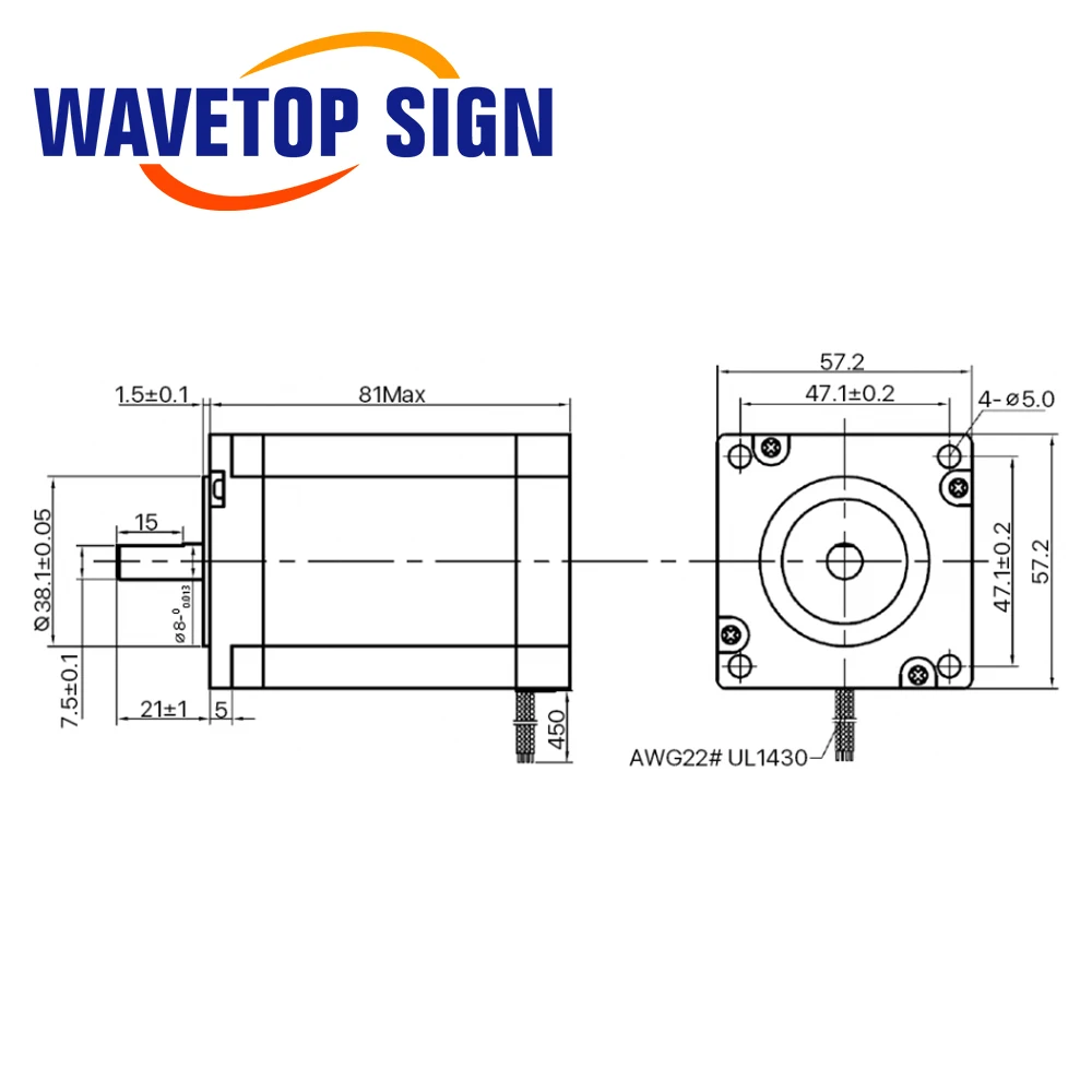 WaveTopSign Leadshine Nema 23 Stepper Motor 57HS22-A 2.2N.m 4A for Co2 Laser Cutting and Engraving Machine