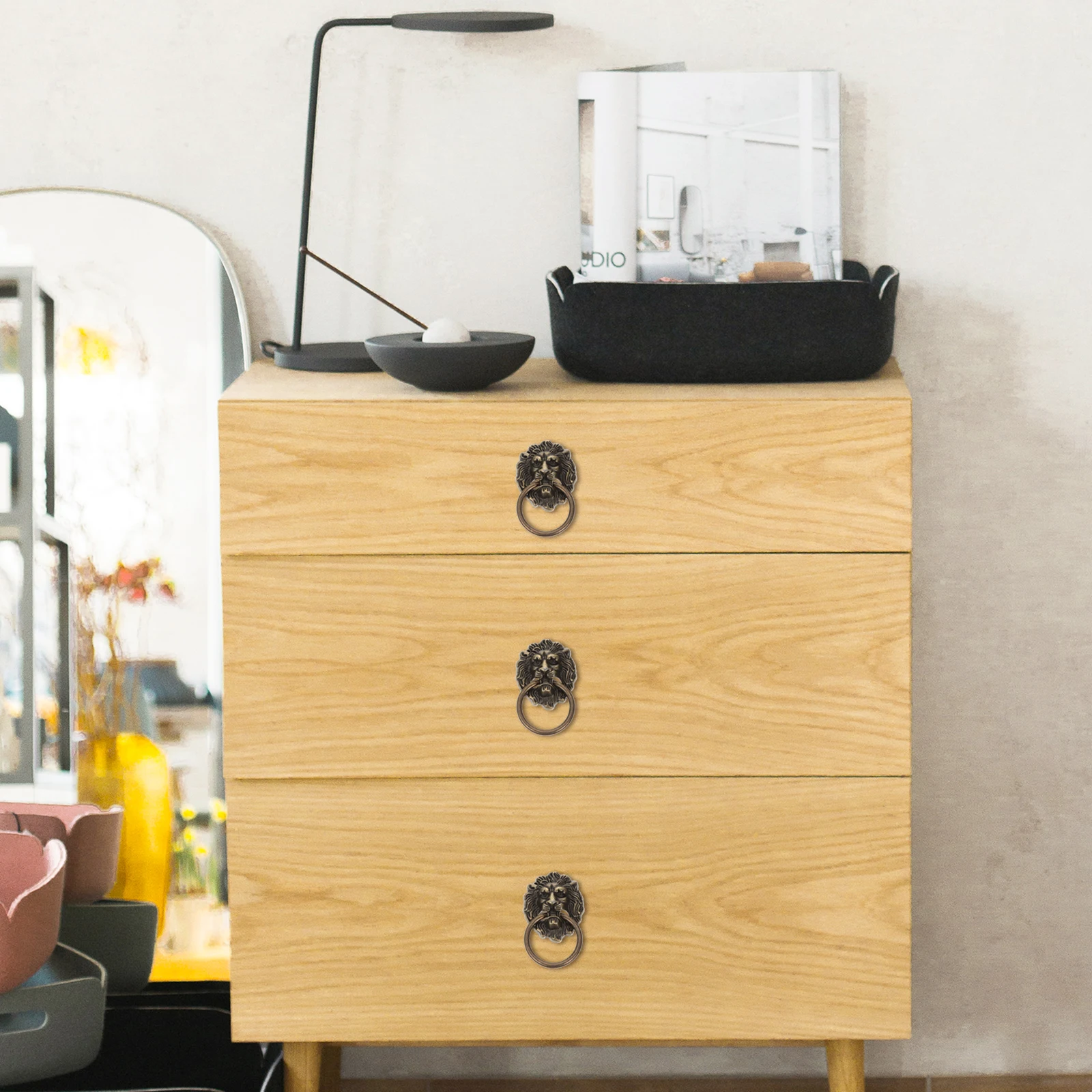 

3Pcs Retro Lion Head Cupboard Handles Stylish Corrosion Resistant Knobs Drawer Handles Lion Head Door Handle Door Opener