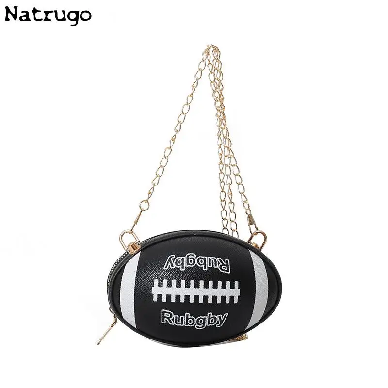 Cute Cartoon Rugby Style Crossbody Bag For Women 2024 New Shoulder Bags Purses And Handbags Leather Designer Ball Chain Bag