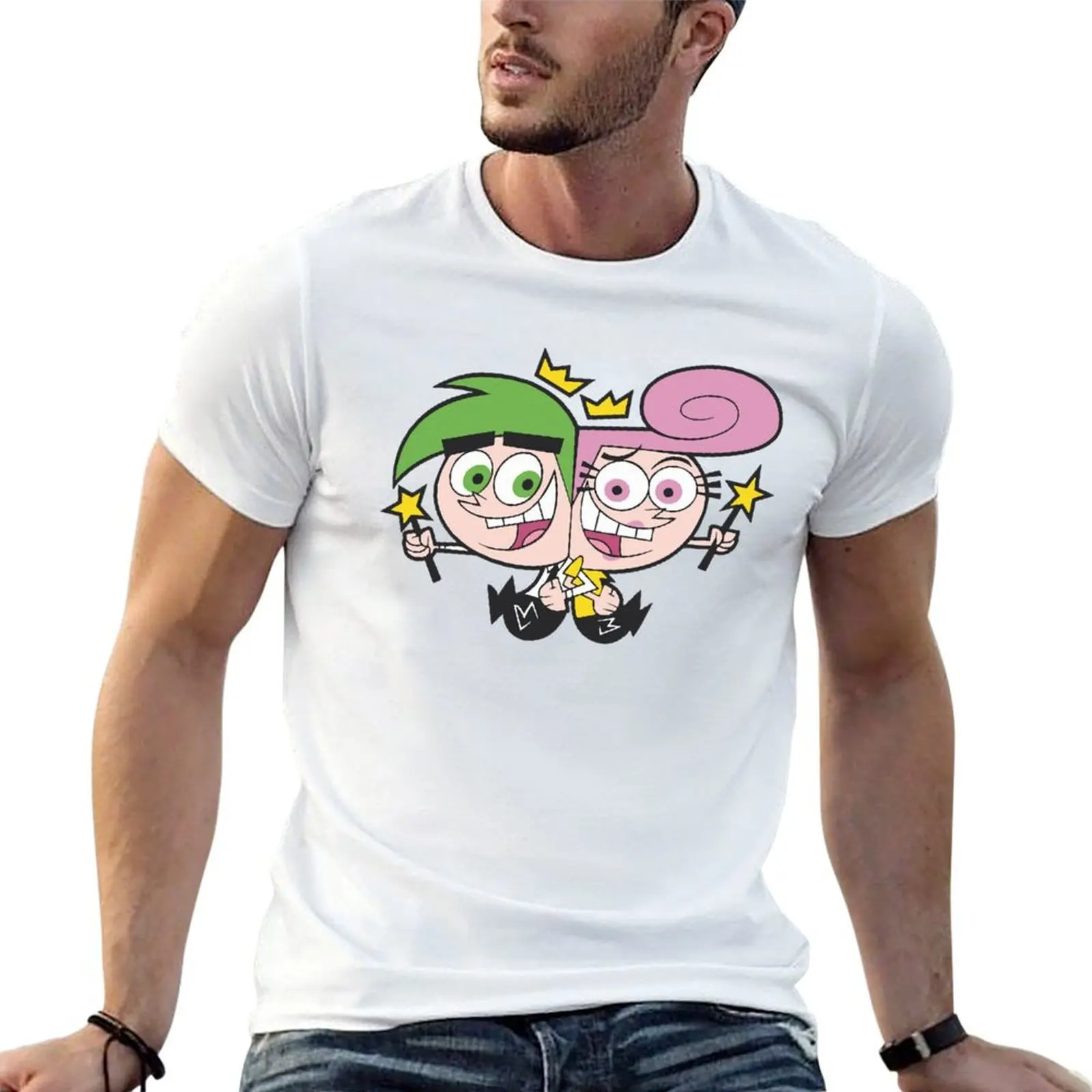 Camiseta navideña de Cosmo y Wanda Fairly Oddparents para hombre y mujer, camisetas gráficas para hombre, camiseta de diseñador