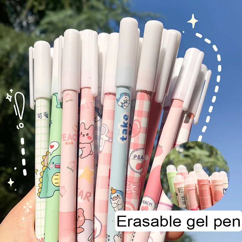 

8Pcs/Set Kawaii Erasable Gel Pens Colored Blue Refill 0.5 Mm Nib Ballpoint for Girls Writing Korean School Supplies Stationery