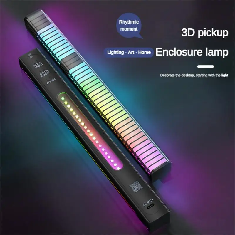 Smart RGB Symphony Sound Control LED Night Light Music Rhythm Ambient Pickup Lamp App Control For Compute Gaming Desktop Decor