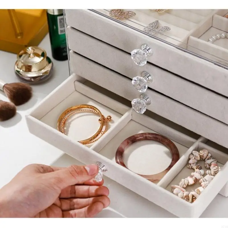 

Elegant Jewelry Box 5 Adjustable Compartments Velvets Interior Display Case
