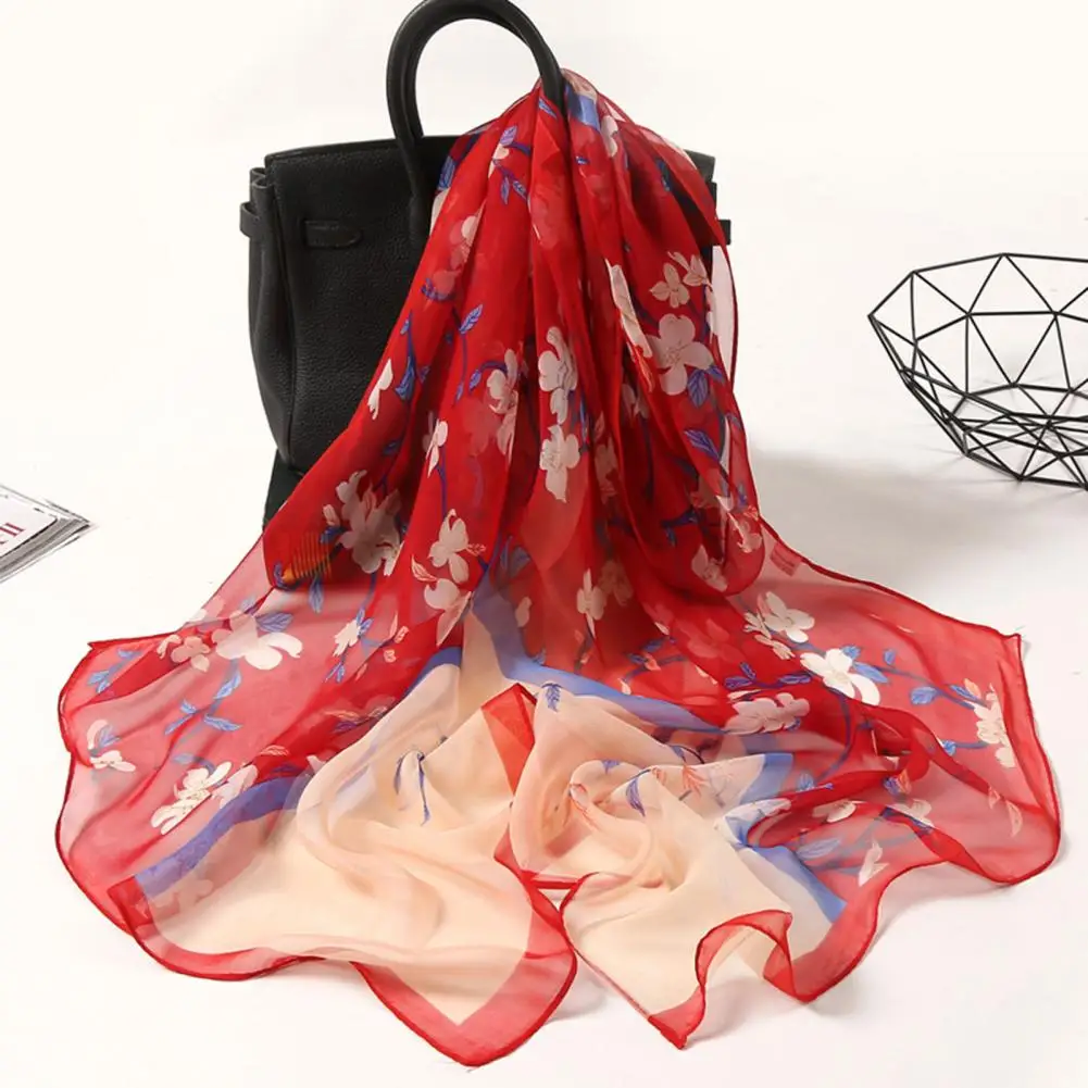 Lady Scarf Floral Breathable Lady Neck Wraps Printing Sunscreen All Match Women Shawls For Daily Use Женский Шарф