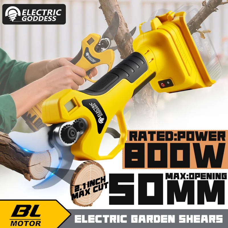 

Brushless Electric Pruning Shears Garden Tool Pruner With LED Display Cordless Garden Scissors For Dewalt 20V Battery Pin
