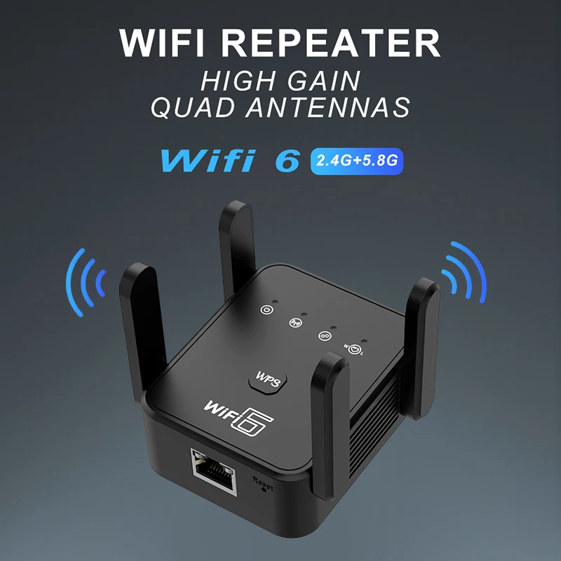 WIFI FIY WiFi6 AX1800 WPA3 Wifi Repeater Repetidor De Sinal 2.4G/5GHz 802.11AX Gigabit Wi-Fi 6 Extender Long Range Signal Expan