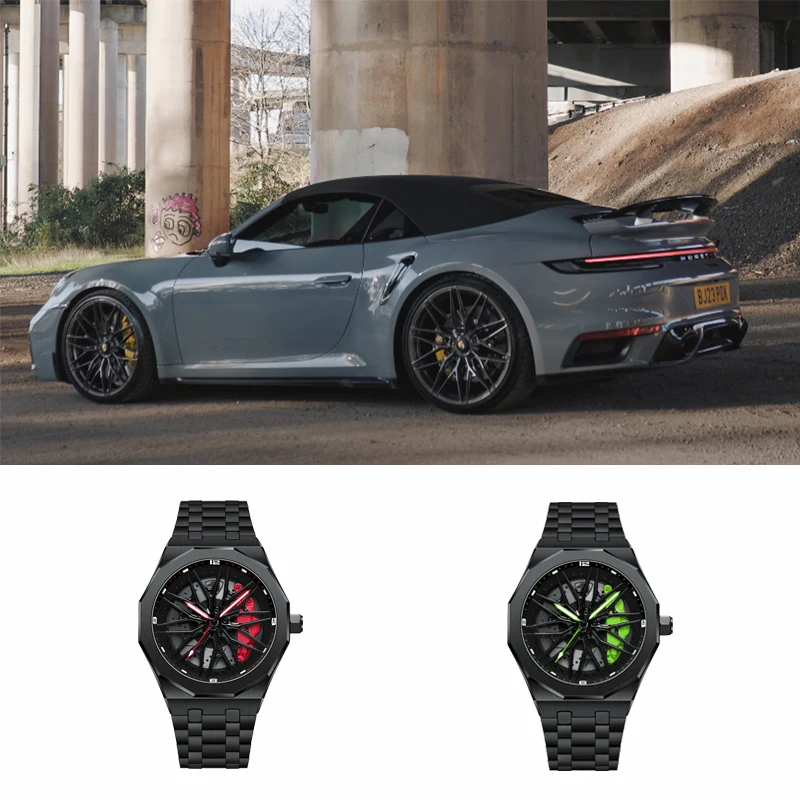 For NEKTOM VIP Client Steel Strap Spinning Luminous Car Wheel Watch