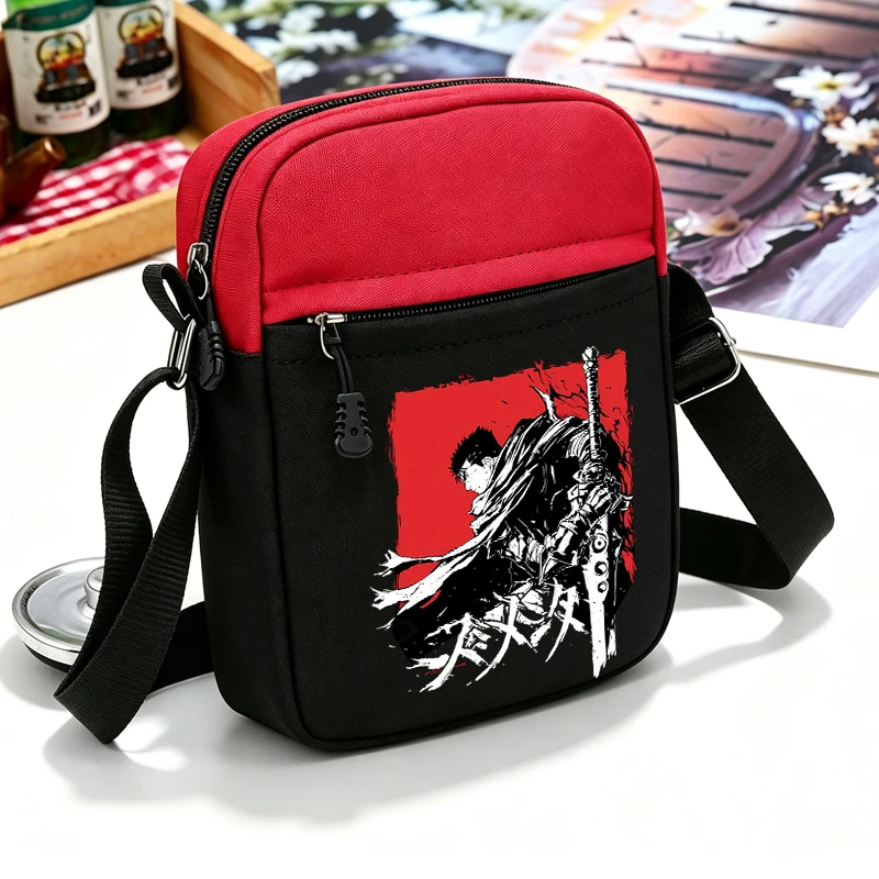 Japanese Anime Berserk Shoulder Bags for Men Cartoon Pattern Printed Crossbody Bags Boy Kids Cute Purses Wallet Birthday Gifts