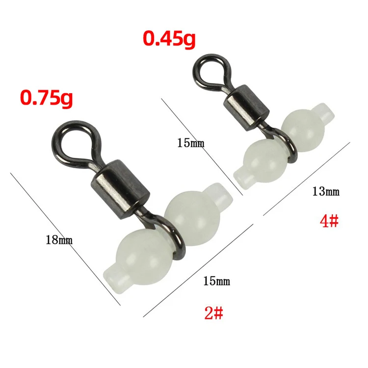 MNFT 100Pcs Luminous 3 Way Durable Fishing Swivels Sea Fishing Accessories Rolling Swivels Connector Sea Fishing Hook Size L S
