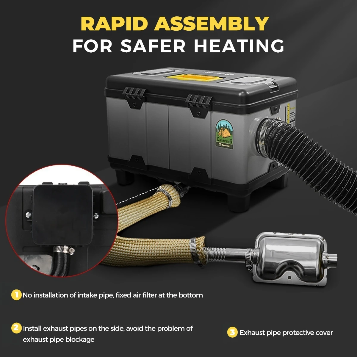 8-kW-Diesel-Hilfsheizung 110–220 V AC und 12/24 V DC mit Höhenmodus und Belüftungsmodus. Ultraleise tragbare Heizung