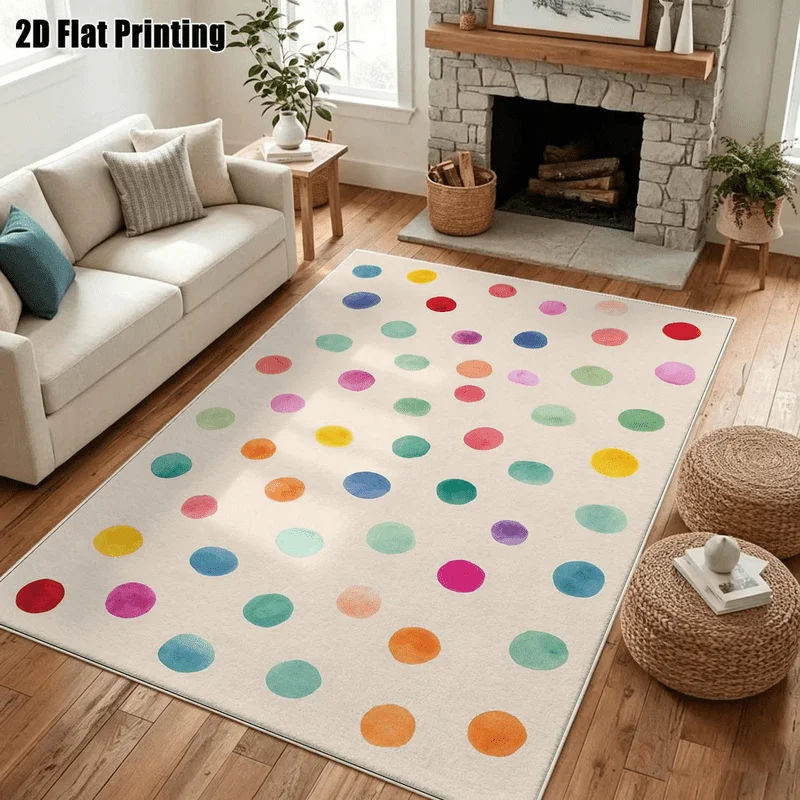 1Pc Morandi Colorful Polka Dot Carpet, Retro Artistic Decorative Carpet, Suitable for Living Room, Bedroom, Dining Room, Bedside, Indoor and Outdoor Patio, Home Decoration