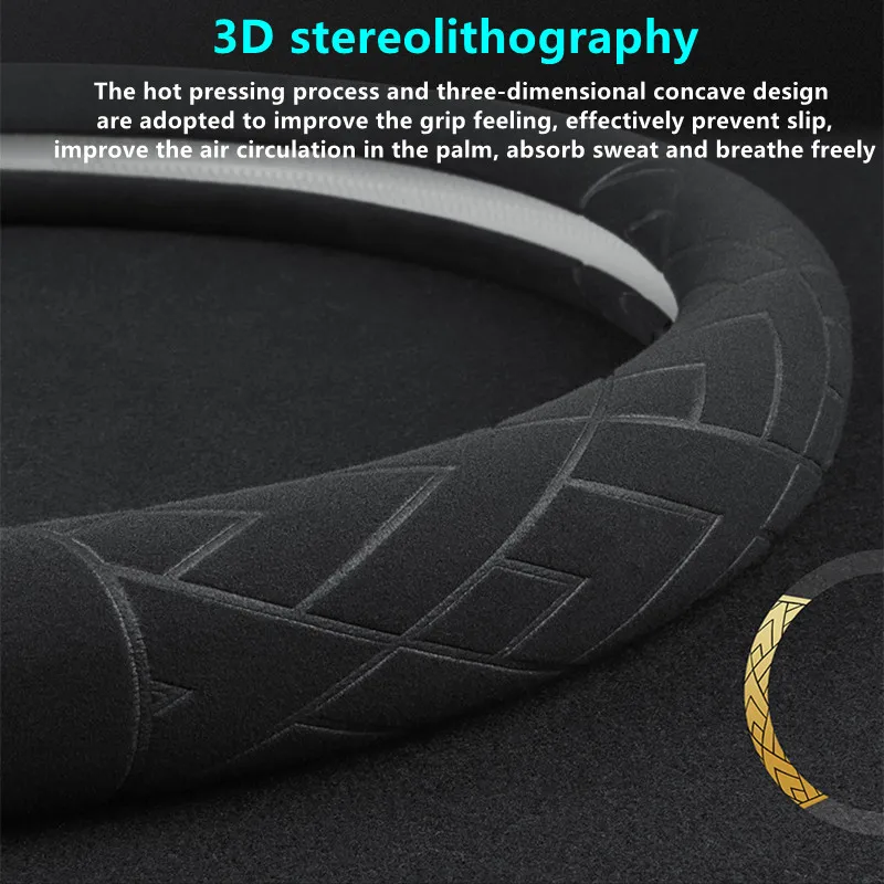 Steering Wheel Cover For Tesla Model 3 Y S X Alcantara 4 Seasons 36-39 CM Diameter Black Car Interior Accessories 2019-2022