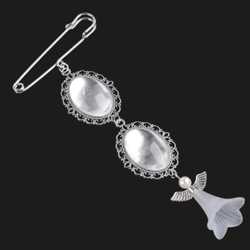 Oval Double Cascading Bouquet Charm Pin Wedding Boutonniere for Mother of Bride