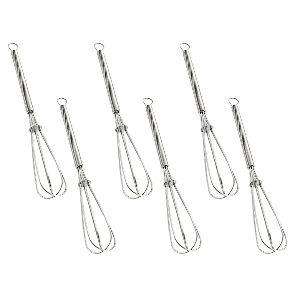 

6pcs Stainless Steel Mini Egg Whisk Hand Mixer For Kitchen Baking Cooking Hot Chocolate Protein Powder Sauce Scrambled Eggs