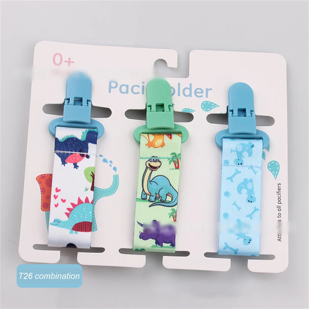 3 teile/satz Baby Schnuller Clip personal isierte Schnuller Kette Dummy Clip Nippel Halter für Baby Cartoon Print Kinder Schnuller Clips