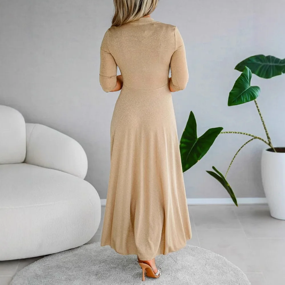 Elegant Waist-defining Evening Dress with Deep V Flowy Skirt, Spring Summer Women Formal Party Gowns Dresses