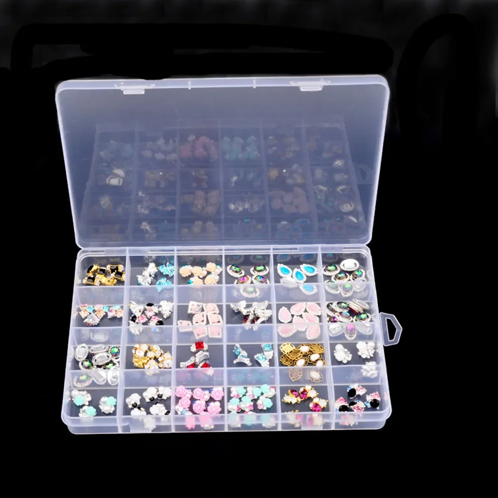 24 Slots Plastic Storage Jewelry Box Compartment Adjustable Container For Bead Earring Box For Jewelry Rectangle Box 13.5x19.5cm