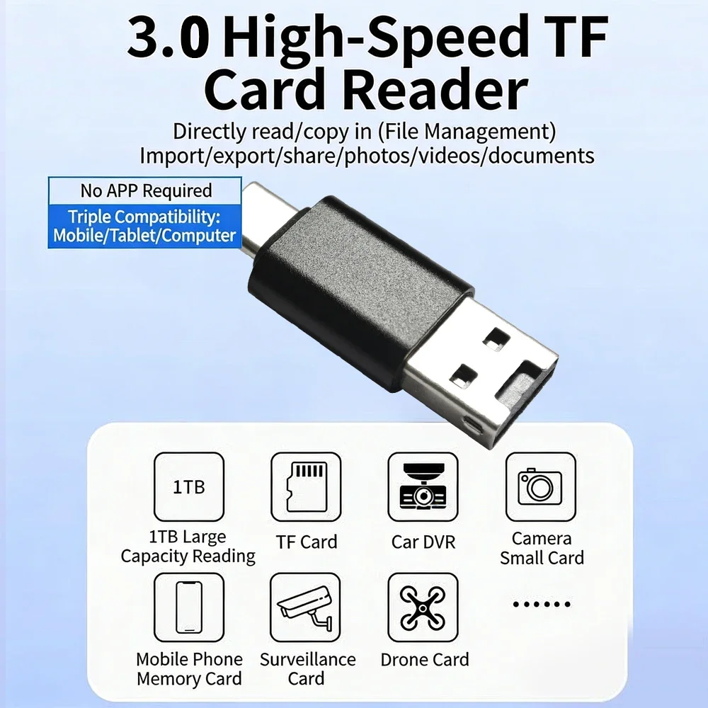  2-in-1 Multi Functional USB 3.0 Card ReaderMicro SD TF CardReaderUSB FlashDrive CardreaderAdapter For PCLaptops Accessories