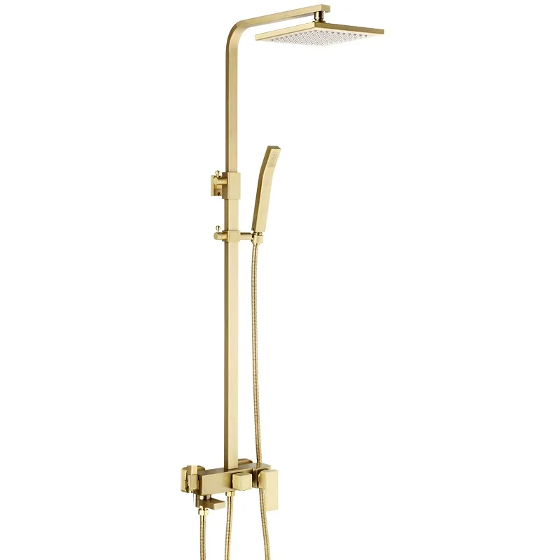 Luxury antique bath polished gold head shower set wall mounted bathroom brass shower sets mixer taps