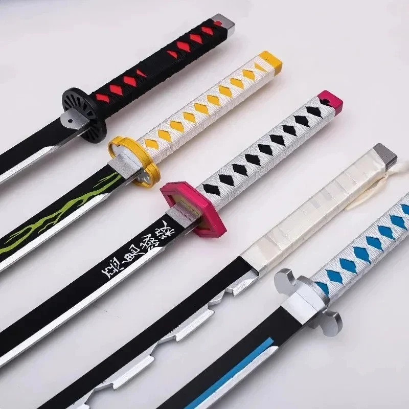 104CM Katana Sword Anime Swords Cosplay Demon Slayer Tanjirou Agatsuma Props Wooden Model Kids Gift Desk Decoration Crafts